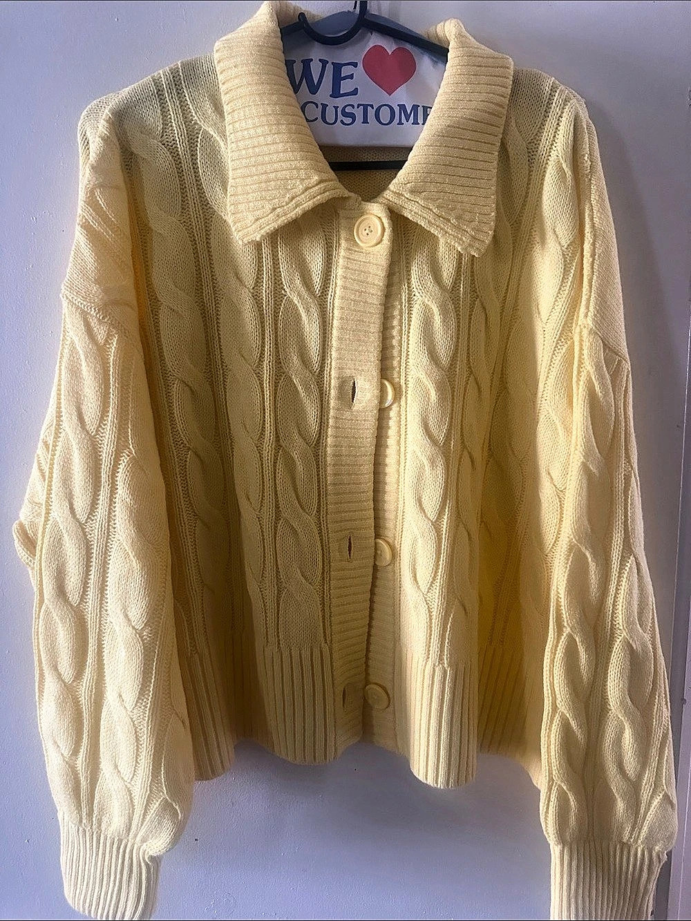 H&M Cable Knit Cardigan in Yellow Size XXL Like New